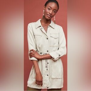 Anthropologie Manto Field Jacket Khaki Lightweight Drawstring Waist size XS